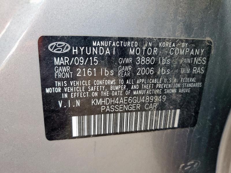 2016 HYUNDAI ELANTRA SE KMHDH4AE6GU489949