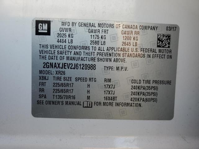 2018 CHEVROLET EQUINOX LT 2GNAXJEV2J6120988