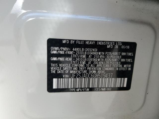 2016 SUBARU FORESTER 2 JF2SJADC6GH519437