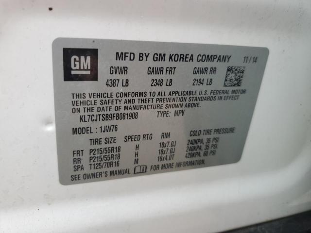 2015 CHEVROLET TRAX LTZ KL7CJTSB9FB081908