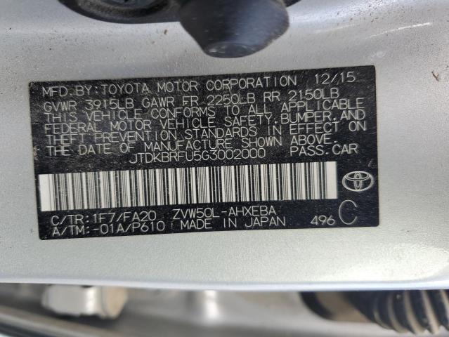 2016 TOYOTA PRIUS - JTDKBRFU5G3002000