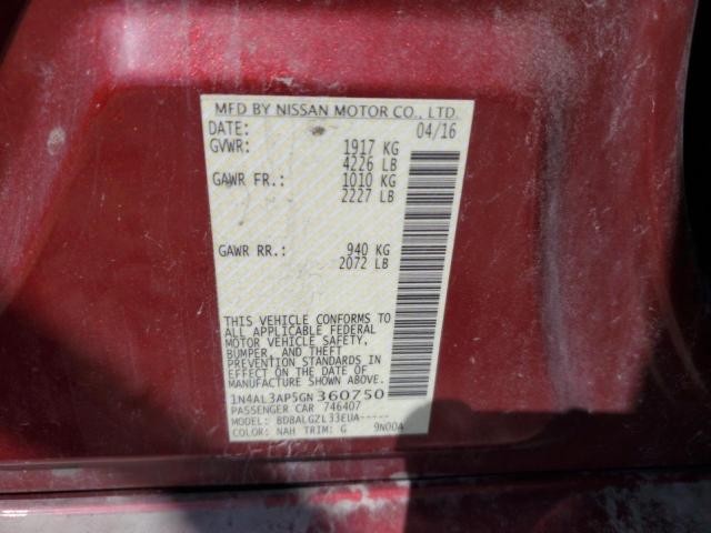 2016 NISSAN ALTIMA 2.5 1N4AL3AP5GN360750