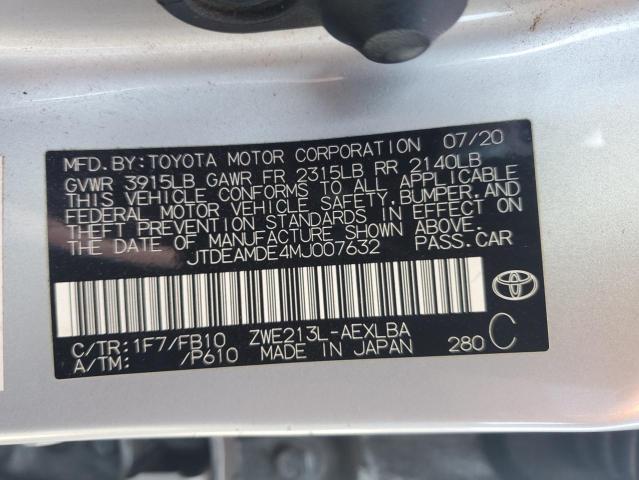 2021 TOYOTA COROLLA LE - JTDEAMDE4MJ007632