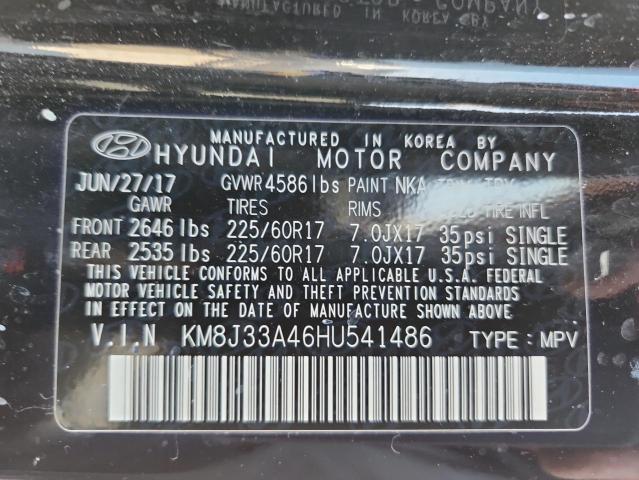 2017 HYUNDAI TUCSON LIMITED KM8J33A46HU541486