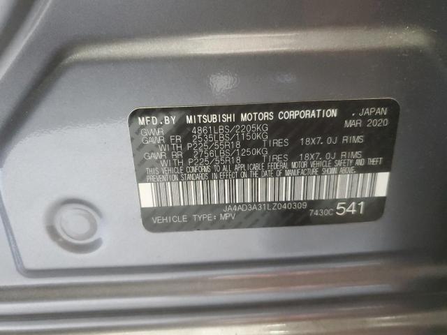 2020 MITSUBISHI OUTLANDER JA4AD3A31LZ040309