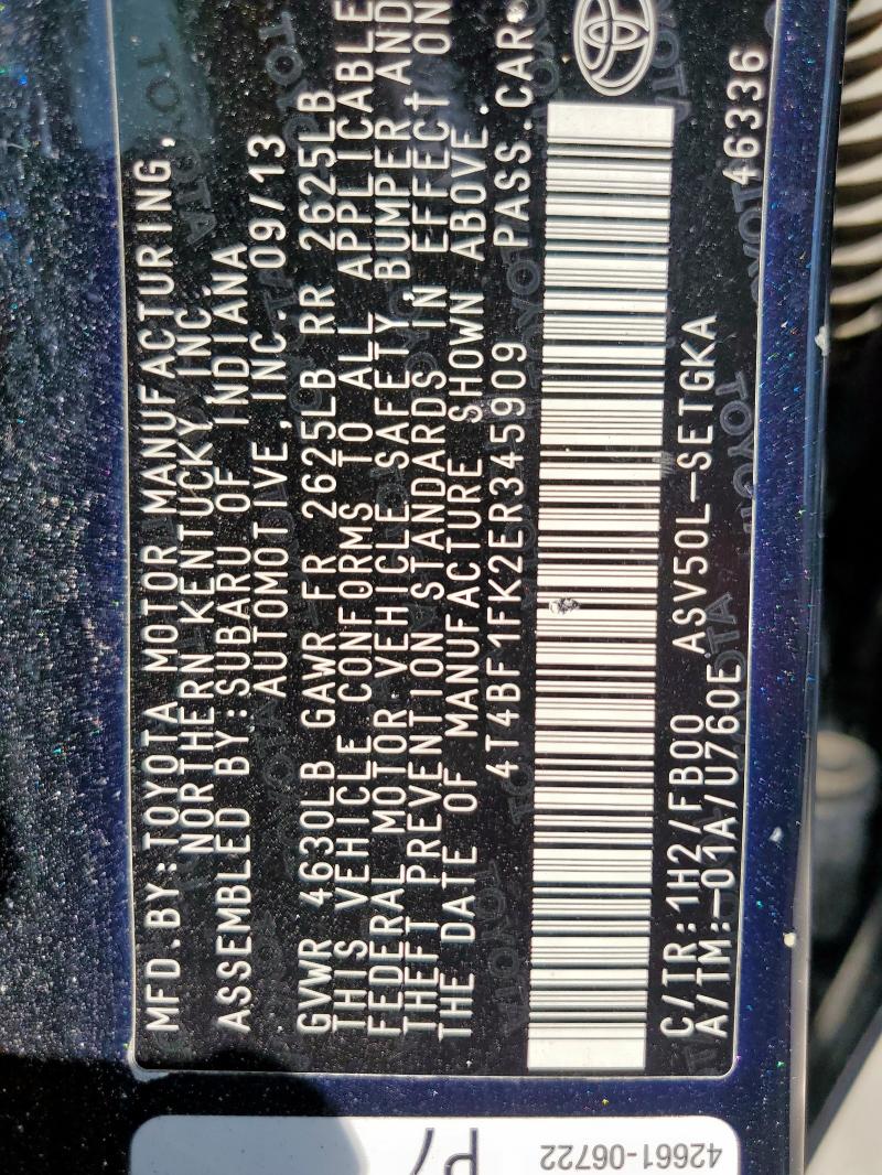 2014 TOYOTA CAMRY L - 4T4BF1FK2ER345909