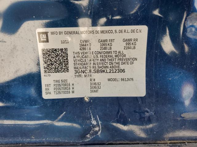 2019 CHEVROLET TRAX 1LT 3GNCJLSB9KL212306