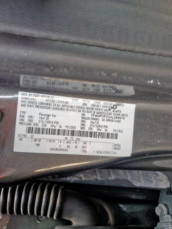 2018 FORD FOCUS SE - 1FADP3F23JL288674