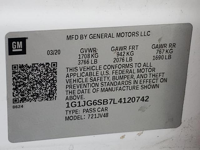 2020 CHEVROLET SONIC 1G1JG6SB7L4120742
