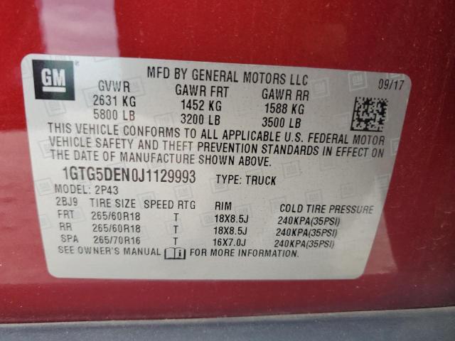 2018 GMC CANYON SLT 1GTG5DEN0J1129993