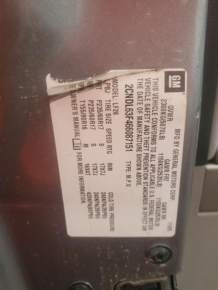 Lot #3255505041 2006 CHEVROLET EQUINOX LT