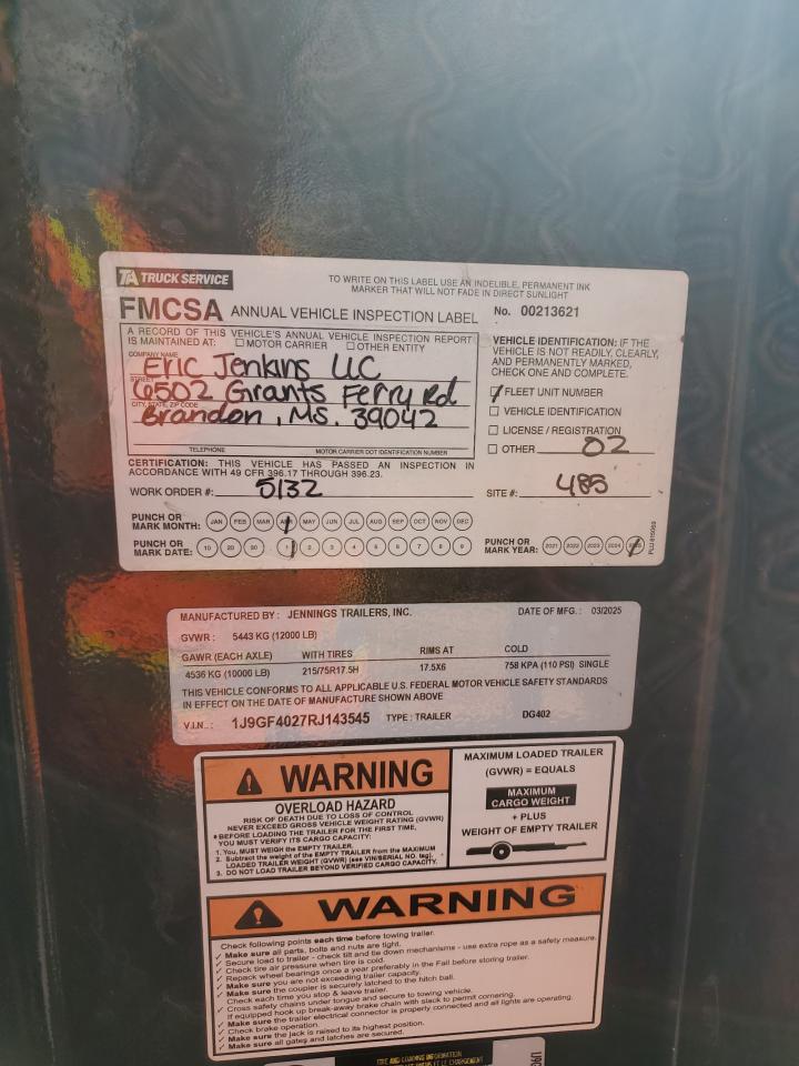 Lot #3257114217 2024 JENNINGS UNKNOWN