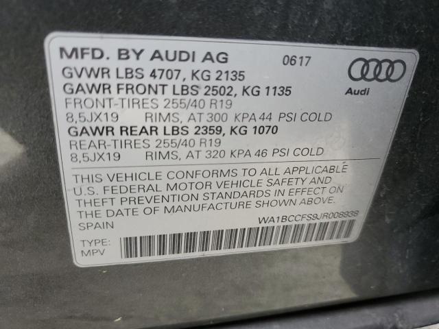 2018 AUDI Q3 PREMIUM WA1BCCFS9JR008938