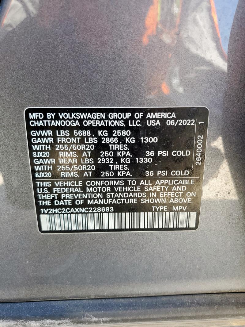 2022 VOLKSWAGEN ATLAS CROSS SPORT SE 1V2HC2CAXNC228683