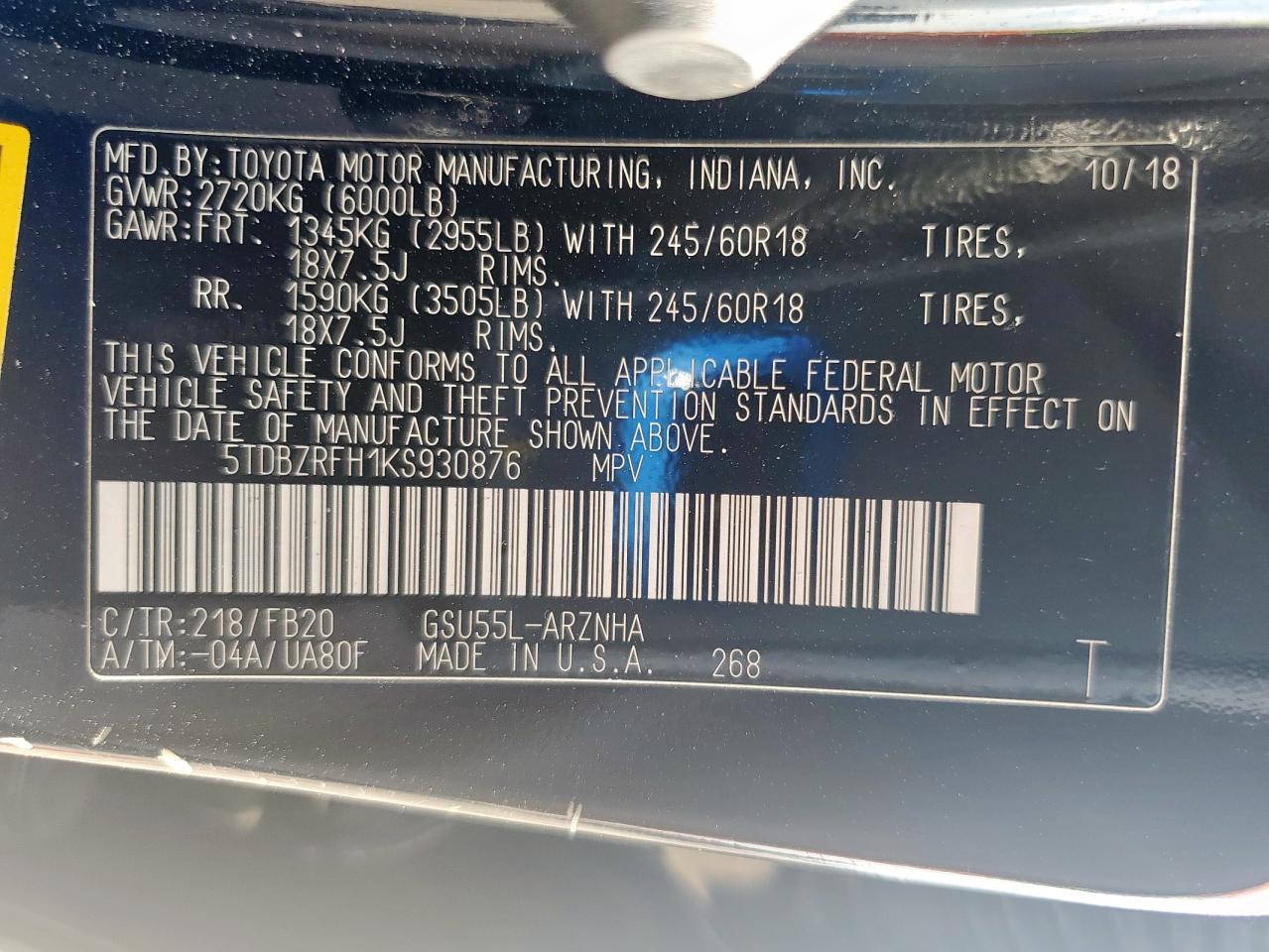 TOYOTA HIGHLANDER LE