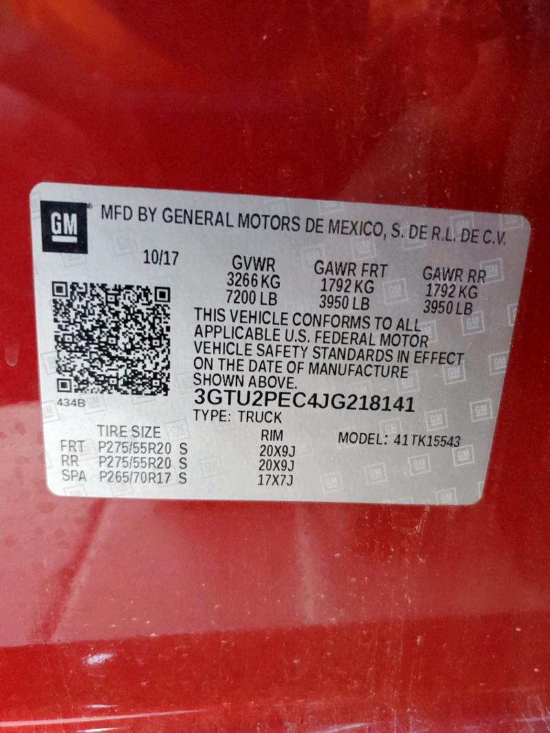 2018 GMC SIERRA K15 - 3GTU2PEC4JG218141