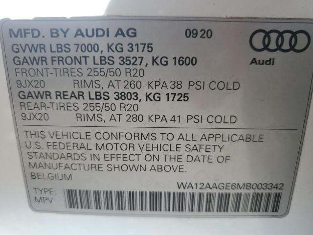 2021 AUDI E-TRON SPO WA12AAGE6MB003342