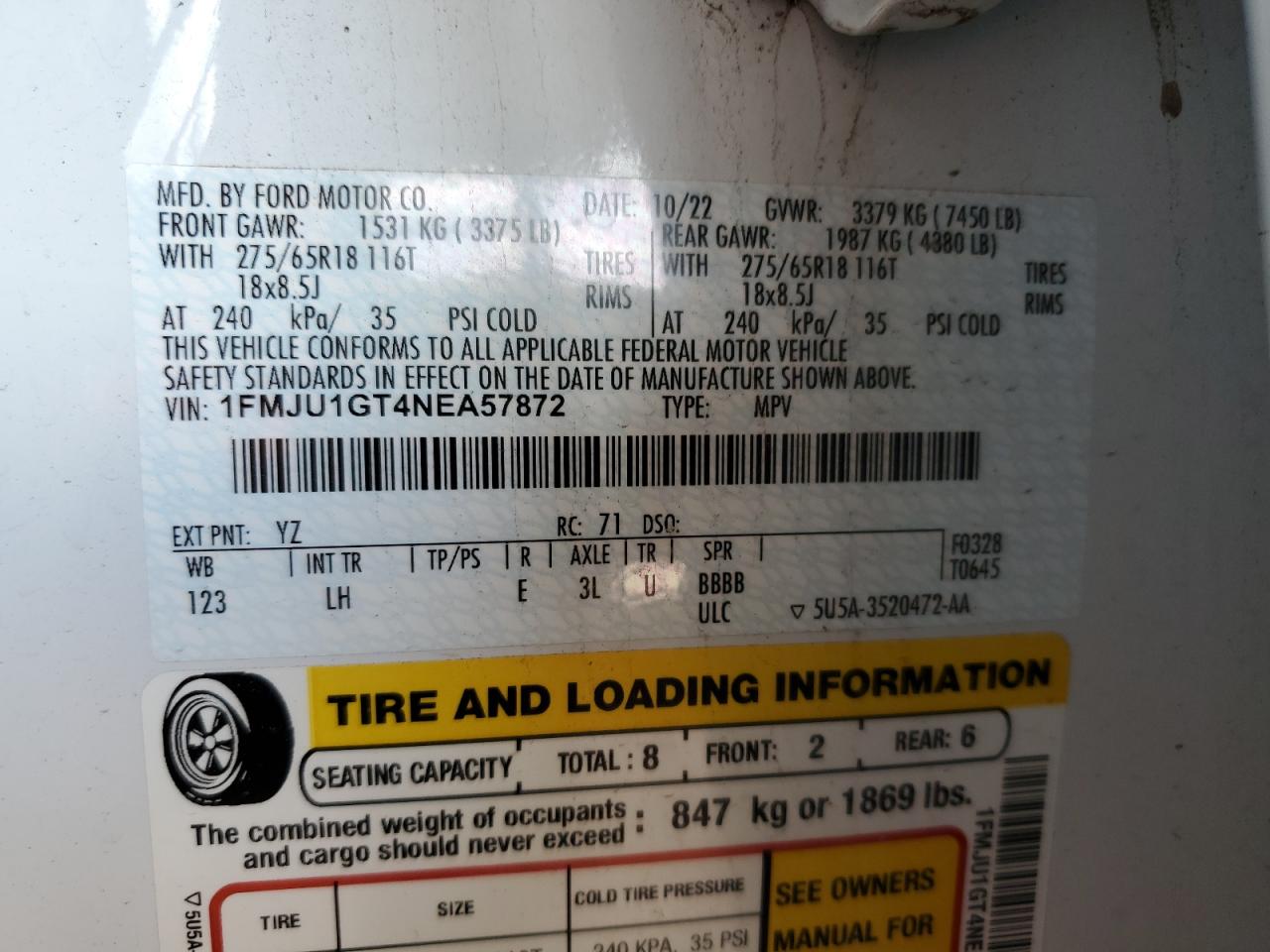 Lot #3311910679 2022 FORD EXPEDITION