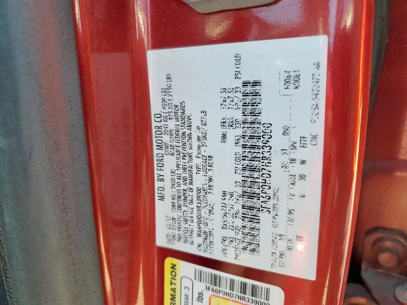 2017 FORD FUSION SE 3FA6P0HD7HR339000