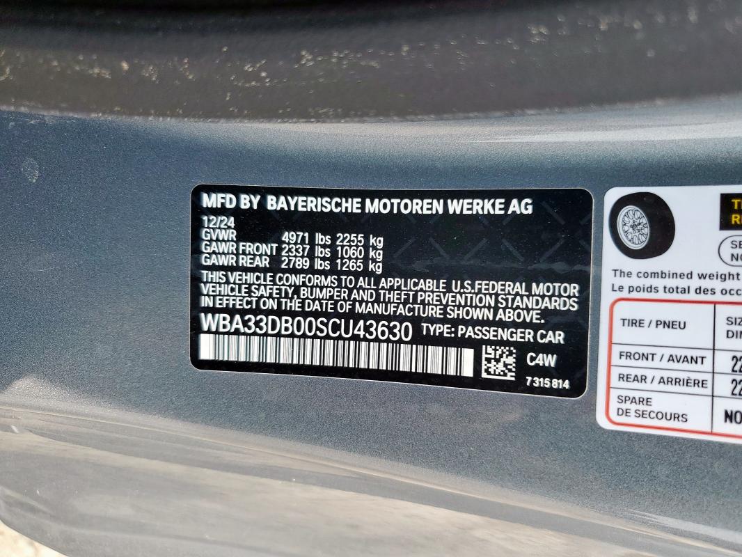 2025 BMW 430I WBA33DB00SCU43630