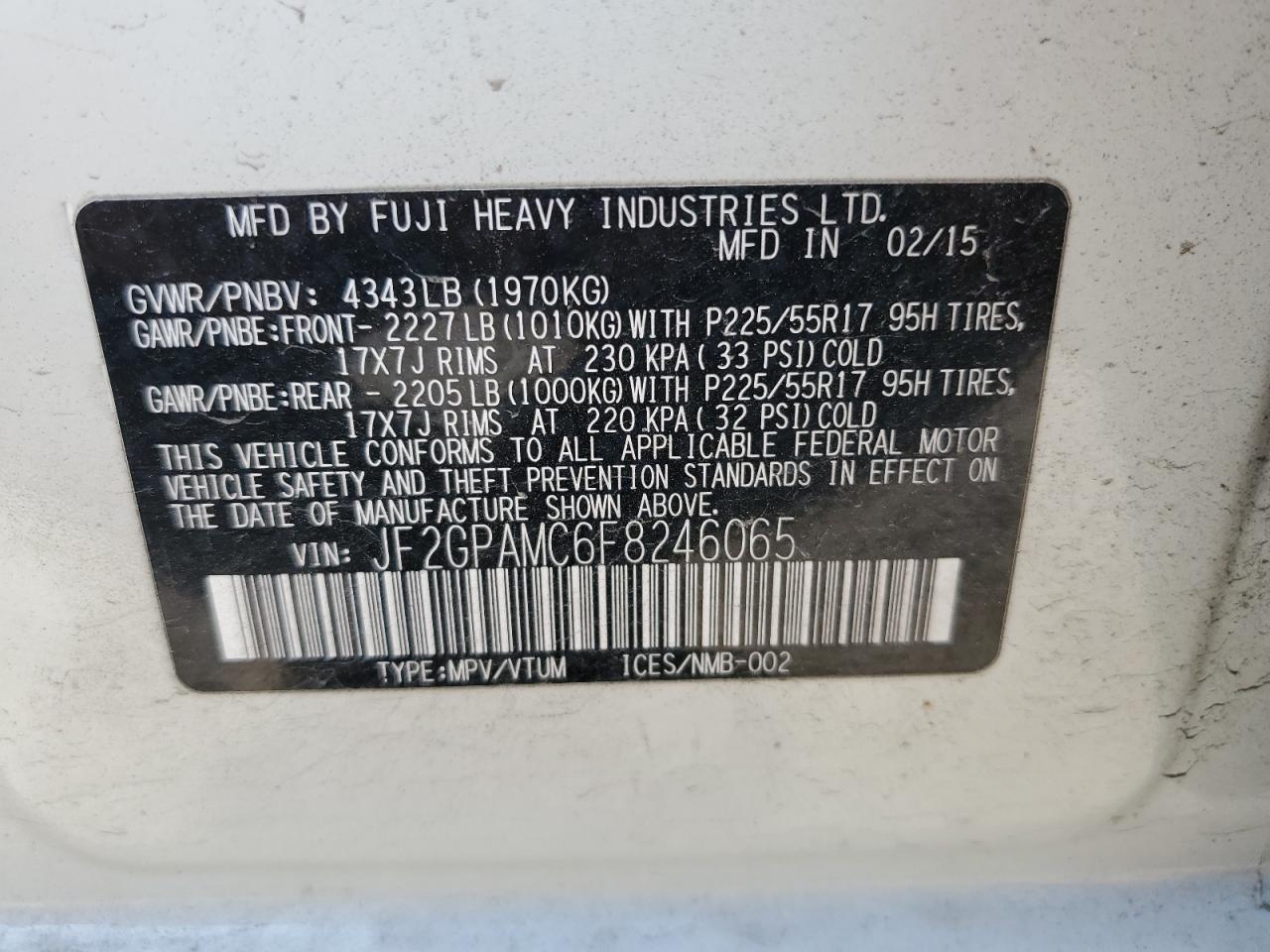 SUBARU XV 2.0 LIMITED