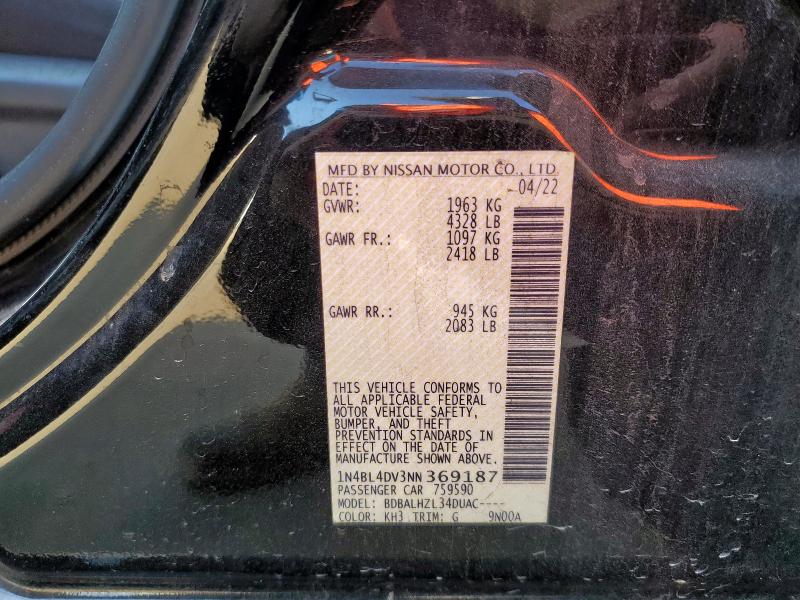 2022 NISSAN ALTIMA SV 1N4BL4DV3NN369187