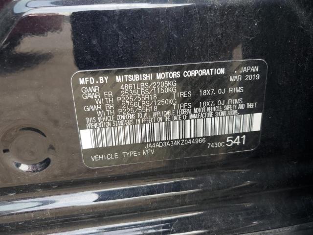 2019 MITSUBISHI OUTLANDER JA4AD3A34KZ044966