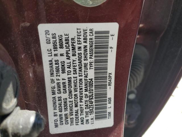 2020 HONDA INSIGHT TO 19XZE4F93LE010054