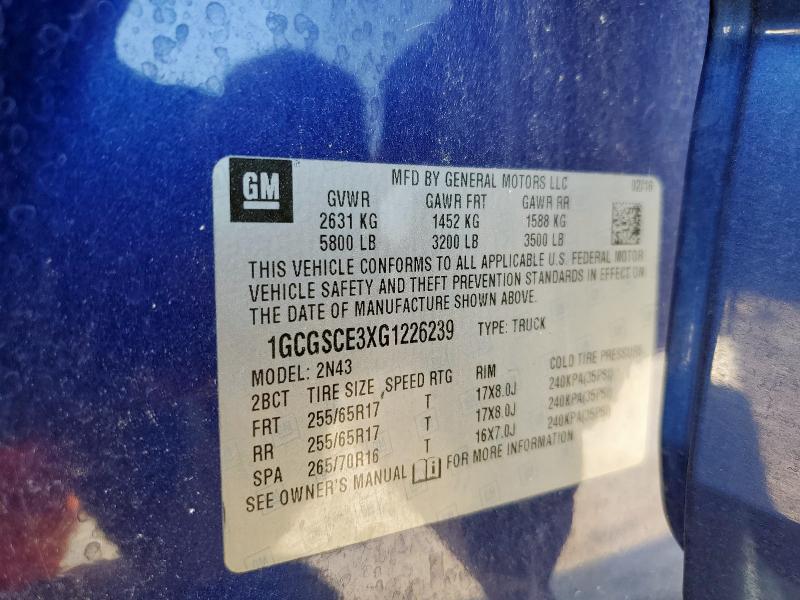 2016 CHEVROLET COLORADO LT 1GCGSCE3XG1226239