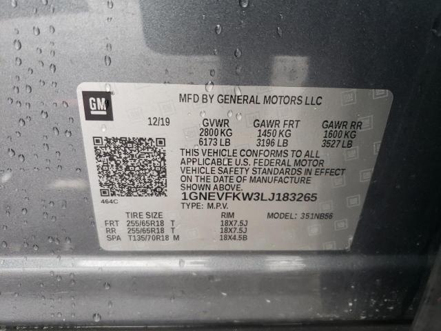 2020 CHEVROLET TRAVERSE L 1GNEVFKW3LJ183265