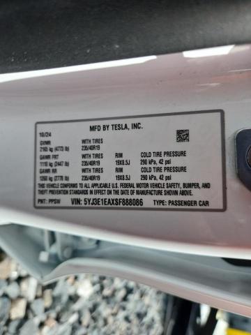 2025 TESLA MODEL 3 5YJ3E1EAXSF888086