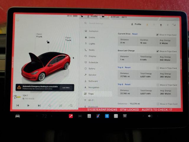 2022 TESLA MODEL 3 - 5YJ3E1EA5NF304245