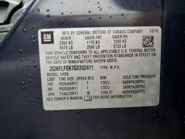 2016 CHEVROLET EQUINOX LT - 2GNFLFEK7G6302411