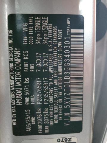 2016 HYUNDAI SANTA FE S 5XYZTDLB3GG340301