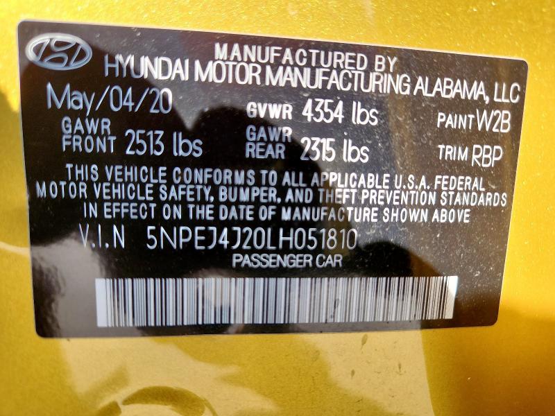2020 HYUNDAI SONATA SE 5NPEJ4J20LH051810