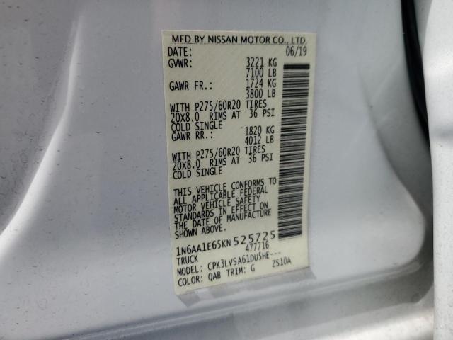 2019 NISSAN TITAN PLAT #3287632011