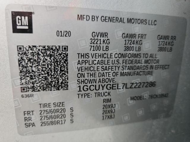 2020 CHEVROLET SILVERADO K1500 LTZ - 1GCUYGEL7LZ227286