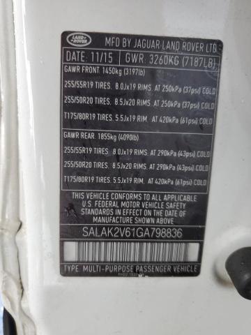 2016 LAND ROVER LR4 HSE LU SALAK2V61GA798836