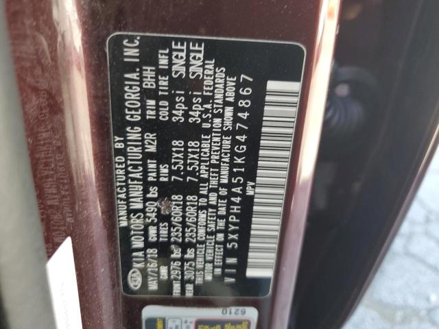 2019 KIA SORENTO EX 5XYPH4A51KG474867