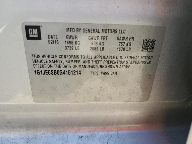 2016 CHEVROLET SONIC LTZ 1G1JE6SB0G4151214