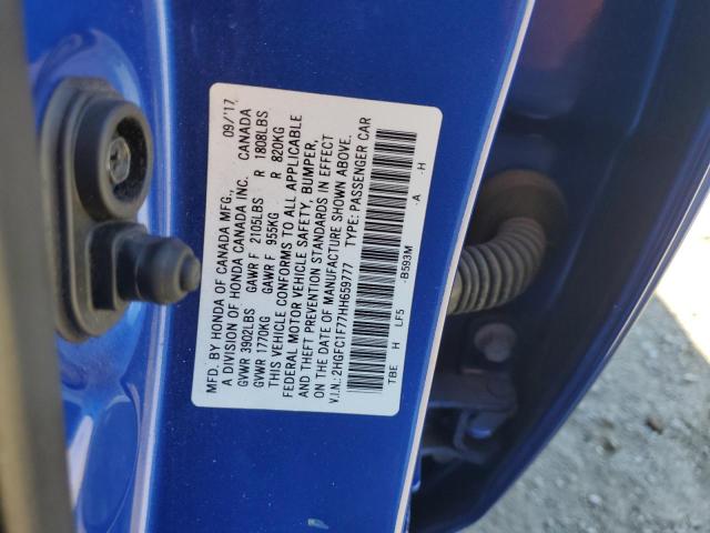 2017 HONDA CIVIC EXL 2HGFC1F77HH659777