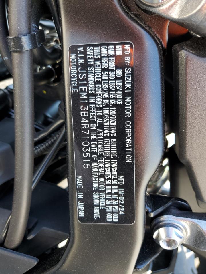 Lot #3287684005 2024 SUZUKI GSX800 F