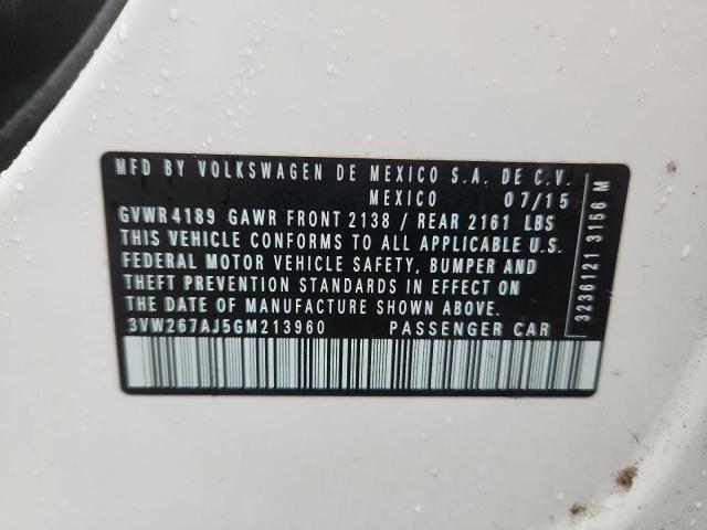 2016 VOLKSWAGEN JETTA S 3VW267AJ5GM213960