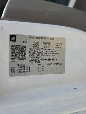 2019 CHEVROLET EXPRESS G2 1GCWGAFP0K1168542