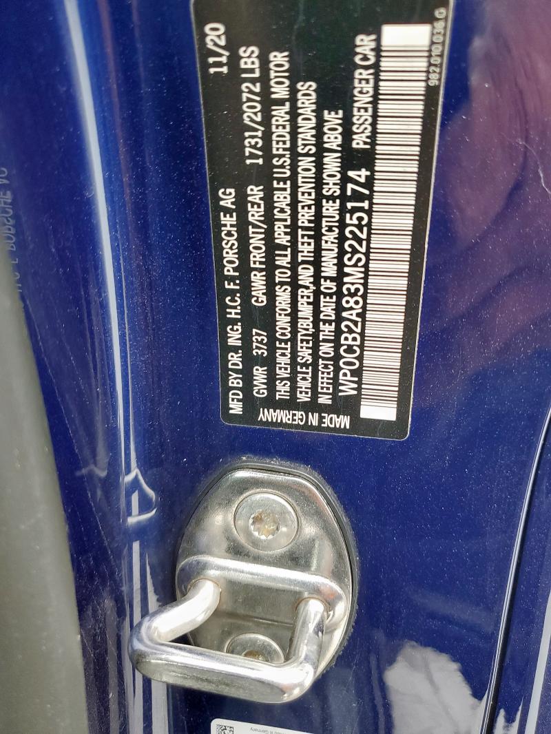 2021 PORSCHE BOXSTER S WP0CB2A83MS225174