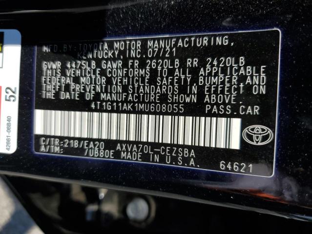 2021 TOYOTA CAMRY SE 4T1G11AK1MU608055