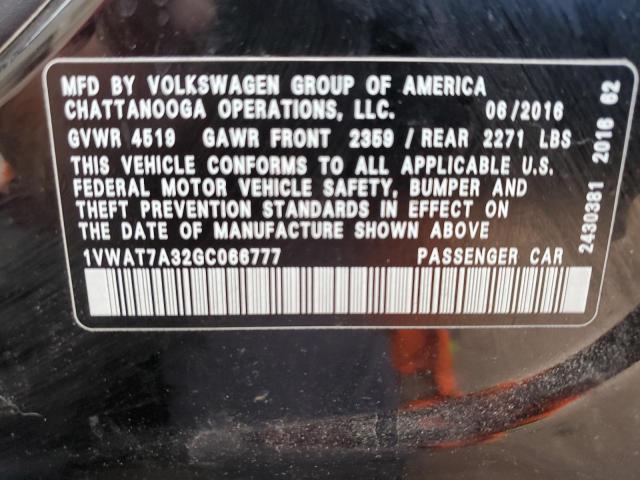 2016 VOLKSWAGEN PASSAT S #3302115118