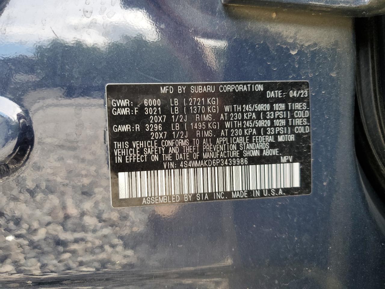 SUBARU ASCENT LIMITED