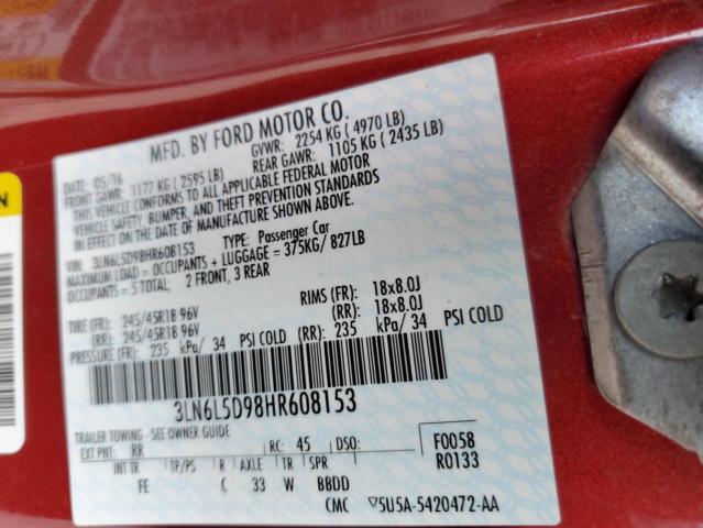 2017 LINCOLN MKZ SELECT 3LN6L5D98HR608153