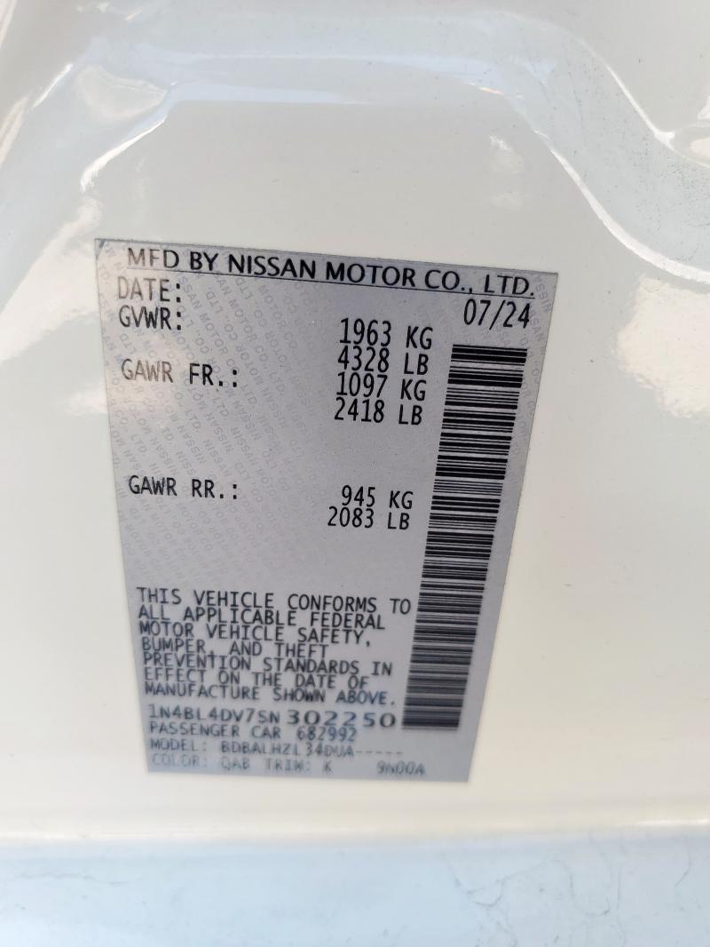 2025 NISSAN ALTIMA SV 1N4BL4DV7SN302250